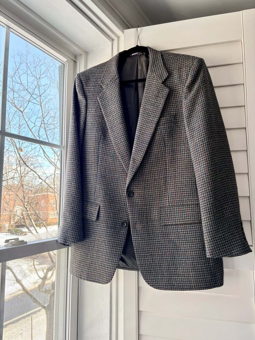Vintage Christian Dior Le Connaisseur Houndstooth Wool Sport Coat Blazer 41R